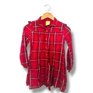 Thereabouts Girls Red Plaid Shirt Dress Size 10/12 Flannel Button Front